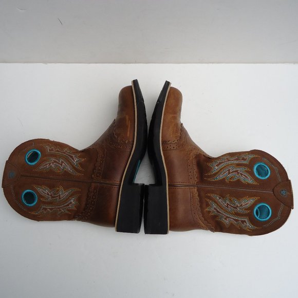 SIZE 7 B. Ariat FatBaby Brown Leather Boots Women's. - Picture 11 of 16